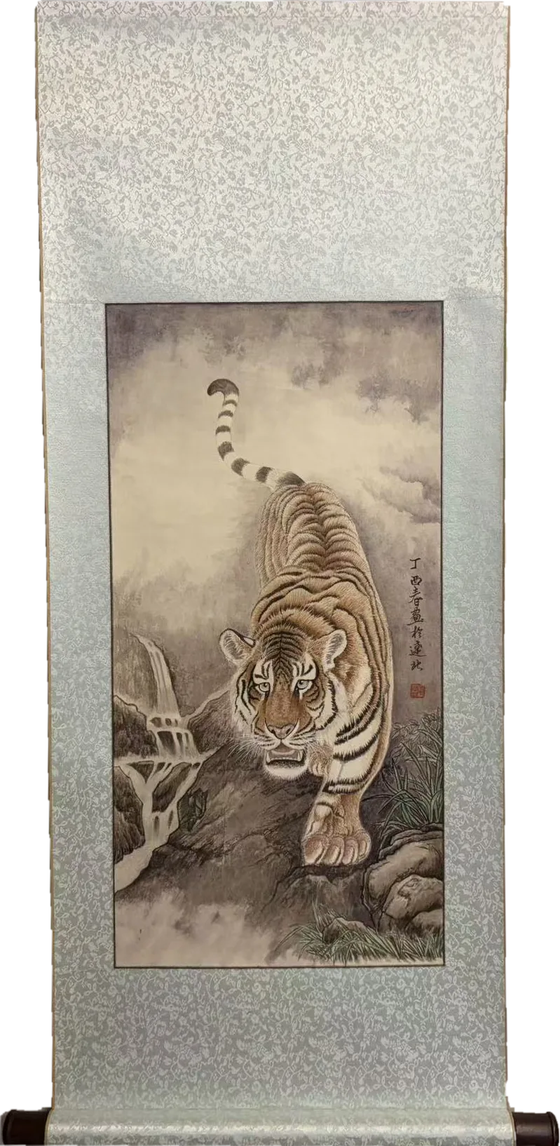 Tiger’s Roar by the Mountain Stream · Full hanging scroll