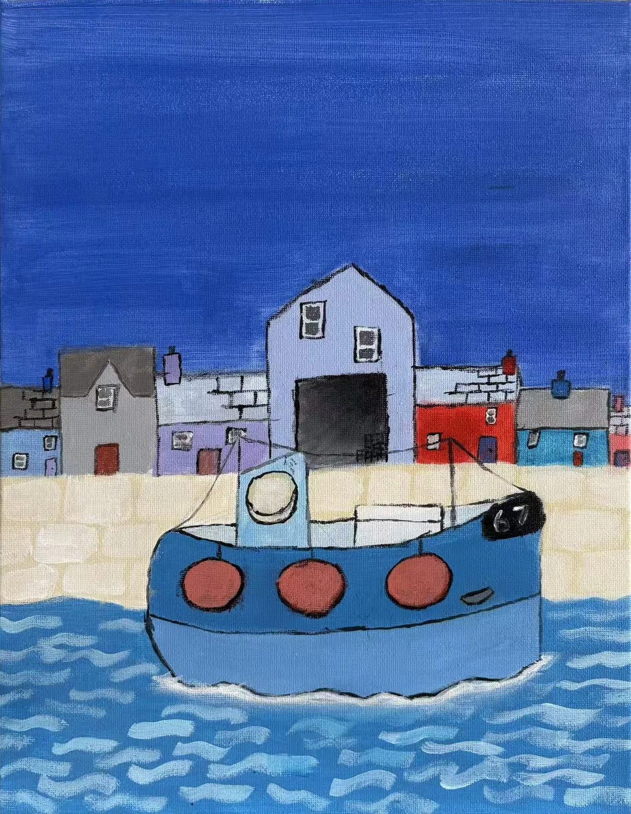 Boat in river · Complete artwork